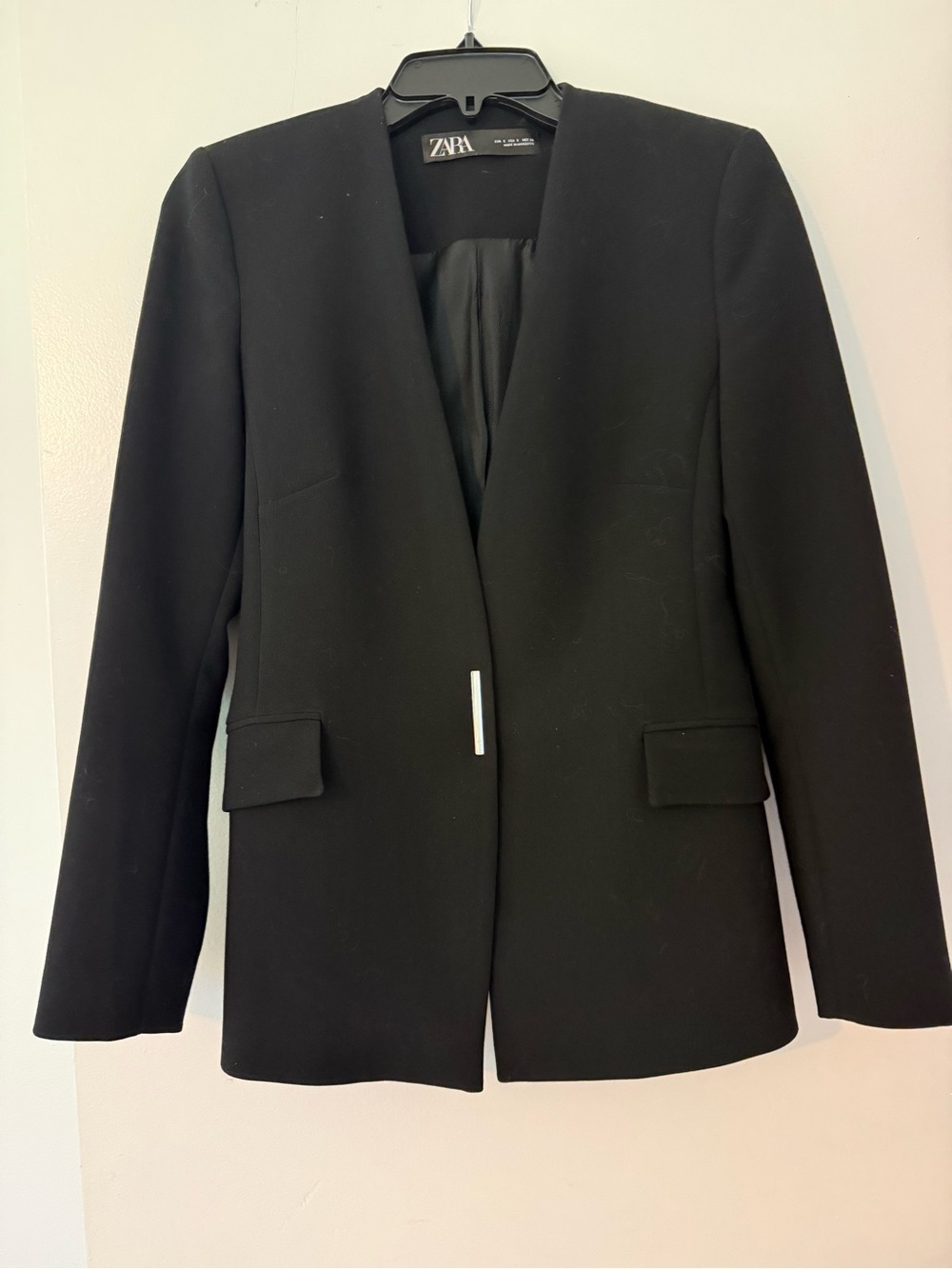 Zara Black Minimal Open-Front Blazer